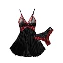 Foxiny Sexy Lingerie Dress 2pcs Women Night Gown with Thong 3XS-6XL