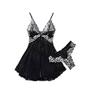 Foxiny Sexy Lingerie Dress 2pcs Women Night Gown with Thong 3XS-6XL