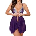 Foxiny Sexy Lingerie Dress 2pcs Women Night Gown with Thong 3XS-6XL