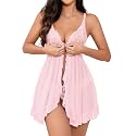 Foxiny Sexy Lingerie Dress 2pcs Women Night Gown with Thong 3XS-6XL
