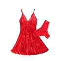 Foxiny Sexy Lingerie Dress 2pcs Women Night Gown with Thong 3XS-6XL