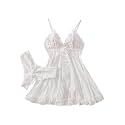 Foxiny Sexy Lingerie Dress 2pcs Women Night Gown with Thong 3XS-6XL