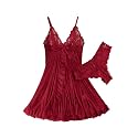 Foxiny Sexy Lingerie Dress 2pcs Women Night Gown with Thong 3XS-6XL