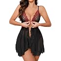 Foxiny Sexy Lingerie Dress 2pcs Women Night Gown with Thong 3XS-6XL