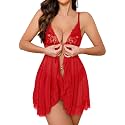 Foxiny Sexy Lingerie Dress 2pcs Women Night Gown with Thong 3XS-6XL
