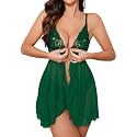 Foxiny Sexy Lingerie Dress 2pcs Women Night Gown with Thong 3XS-6XL