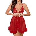 Foxiny Sexy Lingerie Dress 2pcs Women Night Gown with Thong 3XS-6XL