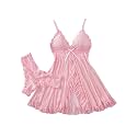 Foxiny Sexy Lingerie Dress 2pcs Women Night Gown with Thong 3XS-6XL