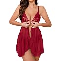 Foxiny Sexy Lingerie Dress 2pcs Women Night Gown with Thong 3XS-6XL