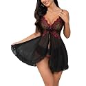 Foxiny Sexy Lingerie Dress 2pcs Women Night Gown with Thong 3XS-6XL
