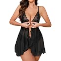 Foxiny Sexy Lingerie Dress 2pcs Women Night Gown with Thong 3XS-6XL