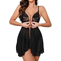 Foxiny Sexy Lingerie Dress 2pcs Women Night Gown with Thong 3XS-6XL
