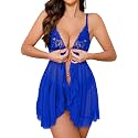 Foxiny Sexy Lingerie Dress 2pcs Women Night Gown with Thong 3XS-6XL