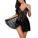 Foxiny Sexy Lingerie Dress 2pcs Women Night Gown with Thong 3XS-6XL