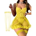Foxiny Sexy Lingerie Dress 3 PCS Women Nightgown with Thong 3XS-6XL