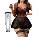 Foxiny Sexy Lingerie Dress 3 PCS Women Nightgown with Thong 3XS-6XL