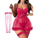 Foxiny Sexy Lingerie Dress 3 PCS Women Nightgown with Thong 3XS-6XL