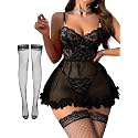 Foxiny Sexy Lingerie Dress 3 PCS Women Nightgown with Thong 3XS-6XL
