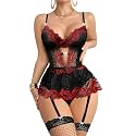 Foxiny Sexy Lingerie Set 3 Piece Women Corset Bodysuit
