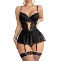 Foxiny Sexy Lingerie Set 3 Piece Women Corset Bodysuit