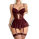Foxiny Sexy Lingerie Set 3 Piece Women Corset Bodysuit