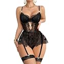 Foxiny Sexy Lingerie Set 3 Piece Women Corset Bodysuit