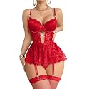 Foxiny Sexy Lingerie Set 3 Piece Women Corset Bodysuit