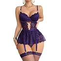 Foxiny Sexy Lingerie Set 3 Piece Women Corset Bodysuit