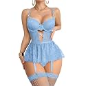 Foxiny Sexy Lingerie Set 3 Piece Women Corset Bodysuit