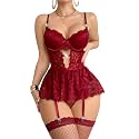 Foxiny Sexy Lingerie Set 3 Piece Women Corset Bodysuit