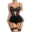 Foxiny Sexy Lingerie Set 3 Piece Women Corset Bodysuit