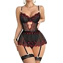 Foxiny Sexy Lingerie Set 3 Piece Women Corset Bodysuit