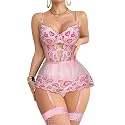 Foxiny Sexy Lingerie Set 3 Piece Women Corset Bodysuit