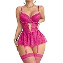Foxiny Sexy Lingerie Set 3 Piece Women Corset Bodysuit