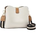 FOXLOVER Lichee Pattern Crossbody Bags for Women Vegan Leather Purses Trendy Shoulder Handbags with Wide Strap