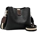 FOXLOVER Lichee Pattern Crossbody Bags for Women Vegan Leather Purses Trendy Shoulder Handbags with Wide Strap
