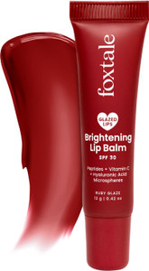 foxtale spf 30 brightening lip balm with peptides vit c  hyaluronic acid ruby berry