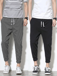 FOXTER Solid Men Black Grey Track Pants