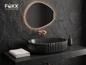 foxx sanitaryware modern ceramic wash basin for bathroom19x13x5b-78 matt 19x13x5b-78 matt table top basin black and blue marble design matt