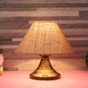foziq Brown Natural Fiber Shade With Copper Metal Base Table Lamp