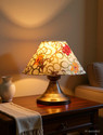 foziq Multicolour Fabric Shade With Copper Metal Base Table Lamp