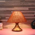 foziq Musturd Natural Fiber Shade With Copper Metal Base Table Lamp (25.5 cm, Yellow)