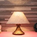 foziq White Natural Fiber Shade With Copper Metal Base Table Lamp (25.5 cm, White)