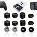 FPS Thumb Grip Caps Set for Xbox One (Series X, S) Controller Stick Caps Silicone Thumbsticks Grips Joystick Caps for Steam Deck, Precision Rings for Xbox,Black&Transparent&Grey Set(16pcs)