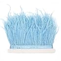 FQTANJU 2 Yards Soft & Natural Ostrich Feathers Fringe Trims Ribbon Used for Dress, Sewing, Craft Clothing, Lighting Decoration, Clothing DIY, etc. (Light Blue)