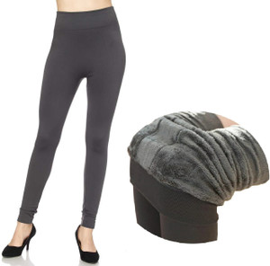 frackson grey ankle length 24 to 34 waist stretchable warm fleece legging slim-fit women pyjama thermal