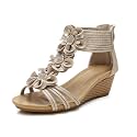 FRALOSHA Wedge Sandals for Women Open Toe Casual Summer Roman High Heel Breathable Beach Sandals