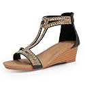 FRALOSHA Wedge Sandals for Women Open Toe Casual Summer Roman High Heel Breathable Beach Sandals
