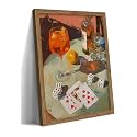 Framed Cocktail Bar Wall Art, Vintage Dice And Poker Canvas Wall Decor Painting, Whiskey Liquor Bar Still Life Artwork Poster Print Picture for Men Game Room Kitchen Dining Room Home Decor 12x16 Inch