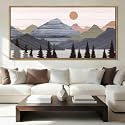 Framed Mountain Wall Art Pine Tree Forest Wall Decor Modern Mountain Range Painting 20x40 Inch for Living Room Bedroom Dining Room